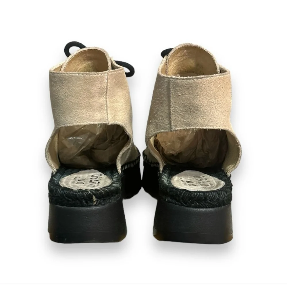 OKI KUTSU Kasai Hi Lace Beige Suede Platform Sandals